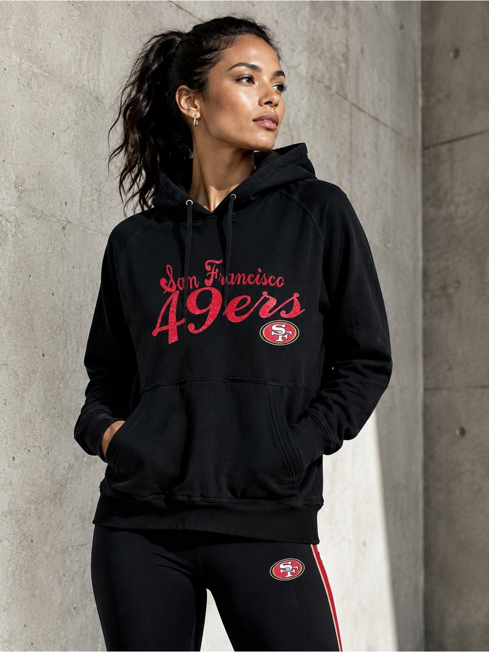 NFL Black San Francisco 49ers Pullover Hoodie with Red Script